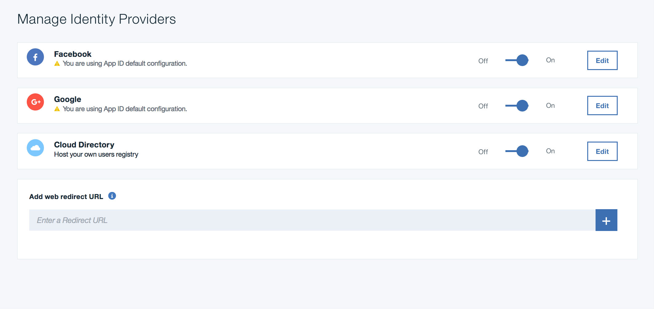 Configure your service to authenticate users with social identity providers